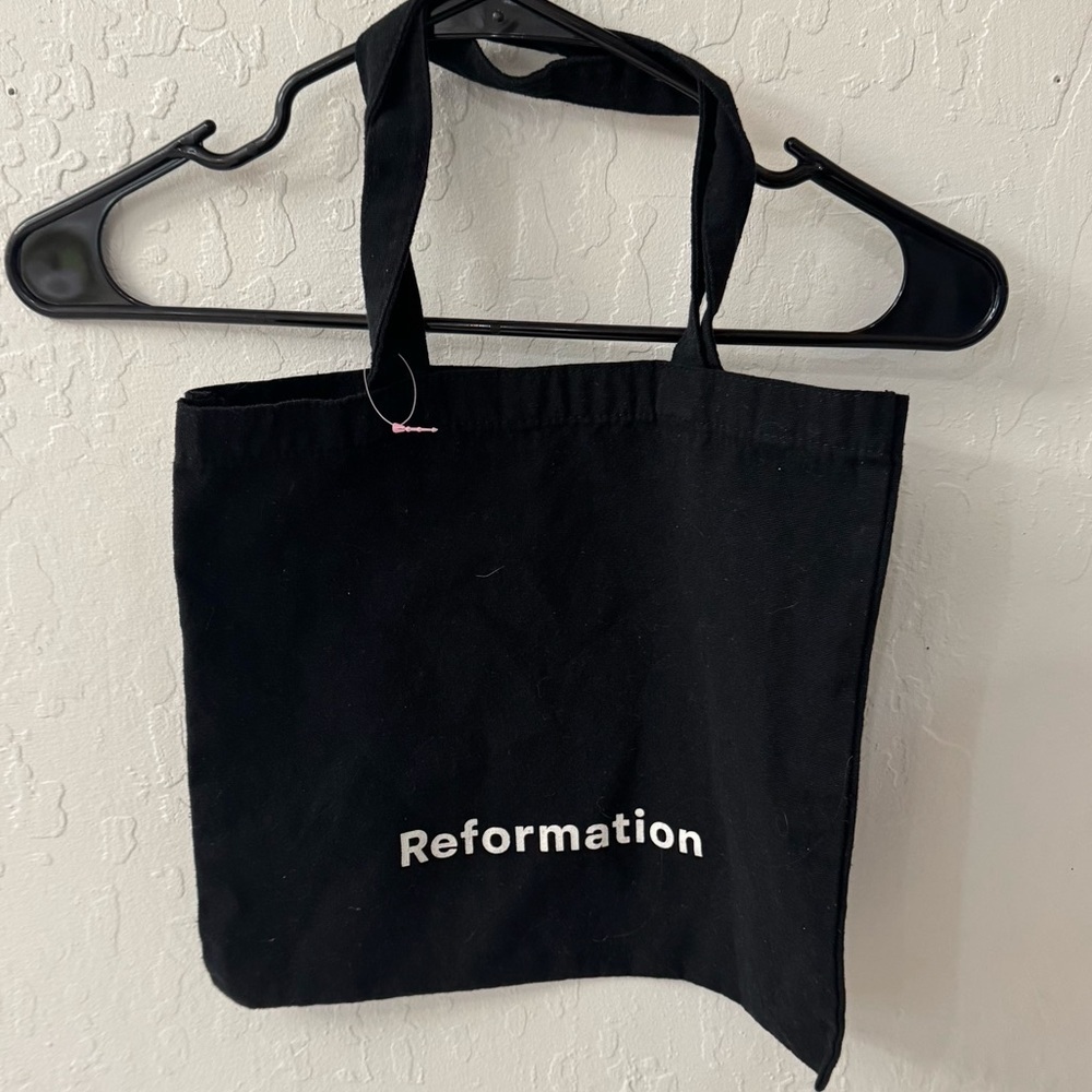 Reformation Black Canvas Tote Bag Minimalist Eco-Friendly Resuable Small Size